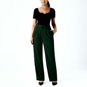 🆕 Halara High Waisted Shirred Straight Leg Work Pants, Size M